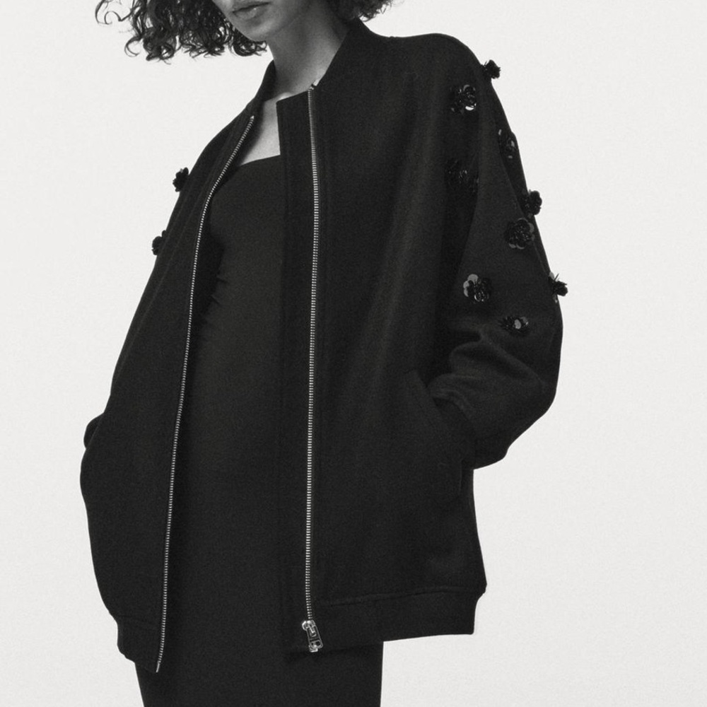 Zara Flower Details Bomber Jacket XS / S
